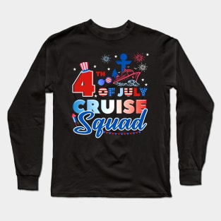 4th of July Cruise Squad Red White and Cruise Gift For men Women Long Sleeve T-Shirt